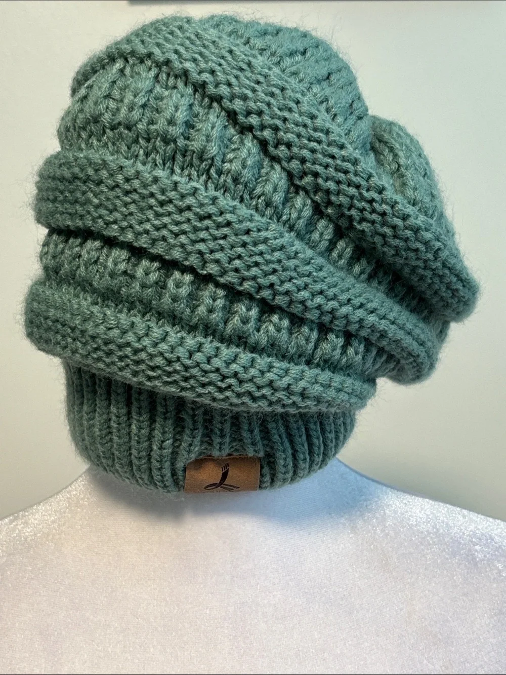 ⭐ 3 for $15 Cozy Knit Slouch Beanie – Sage Green
